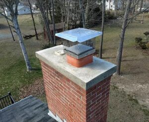 fresh red chimney with crown, cap and cover