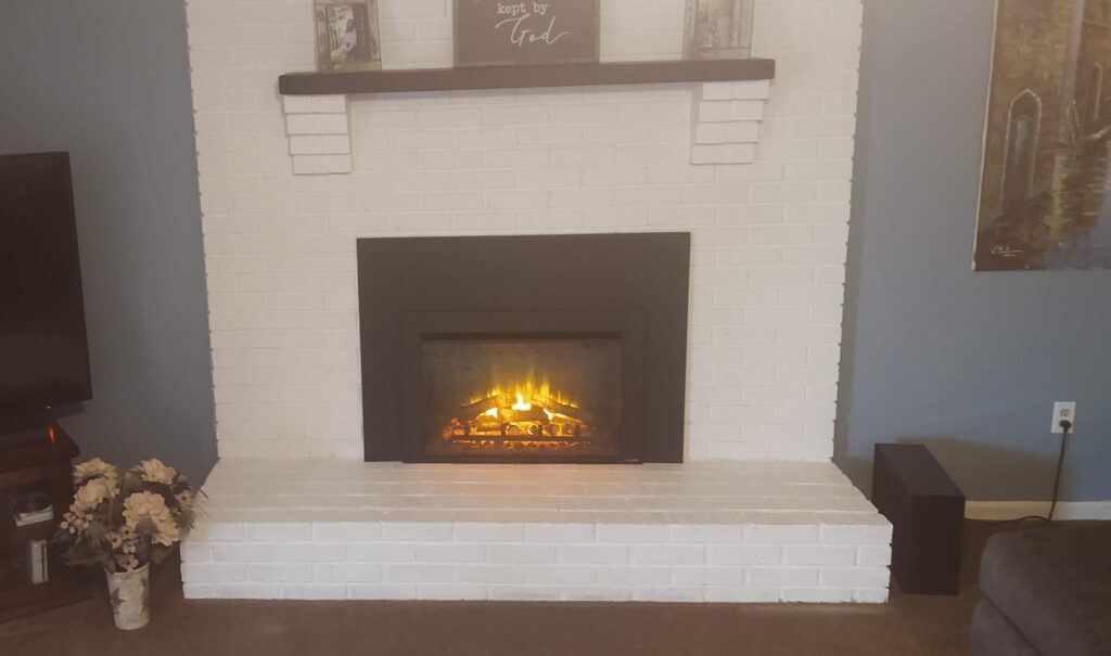Simplifire Electric fireplace insert installed by Trinity Chimney